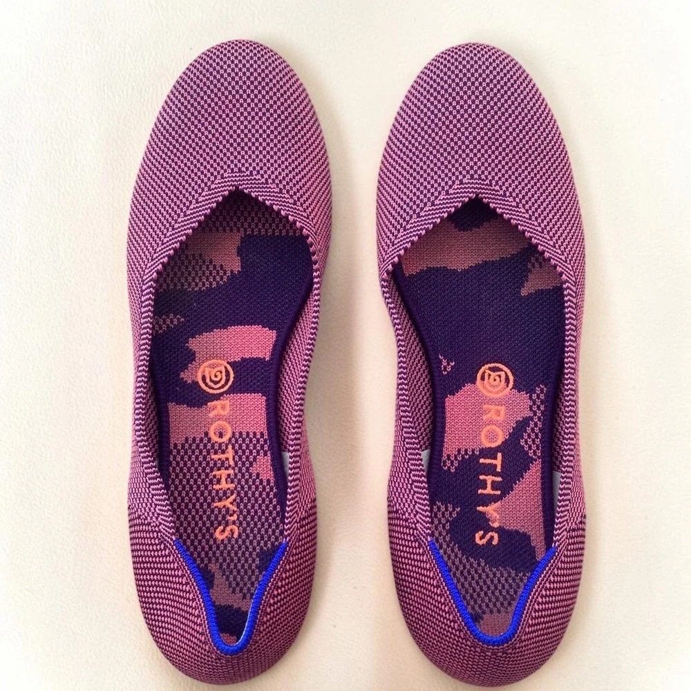 Rothy's The Flat Rose Double Stitch Retired Knit Ballet Flats Size 10